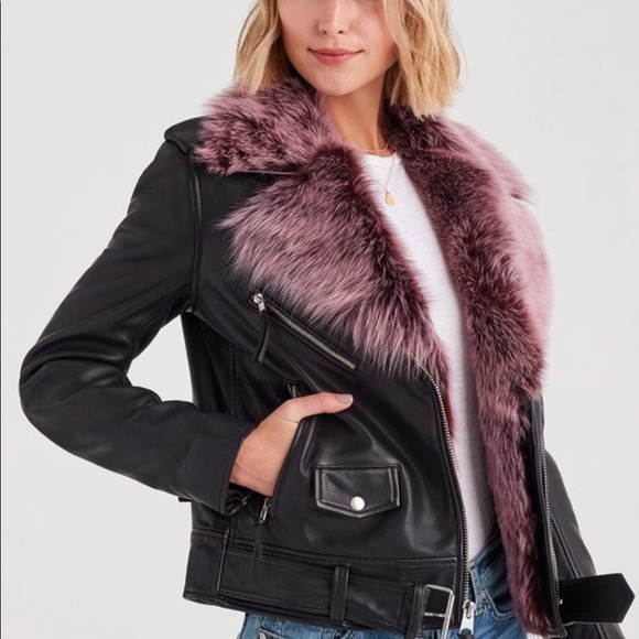 Leather jacket with removable brown fur collar - Picture 12 of 12
